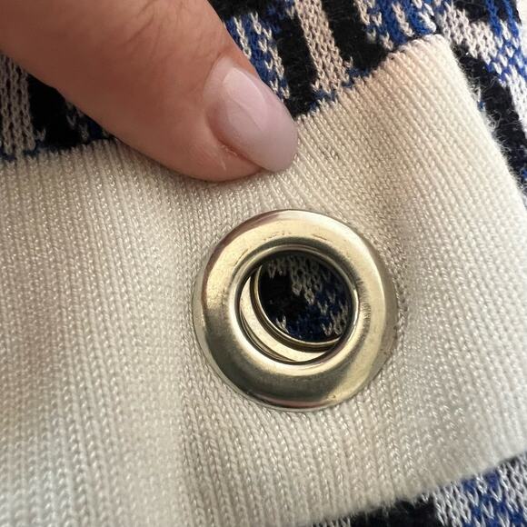 Fontana Geometric Sweater Dress Tunic Silver Eyelet Ring Fitted Size L Office - Picture 8 of 9